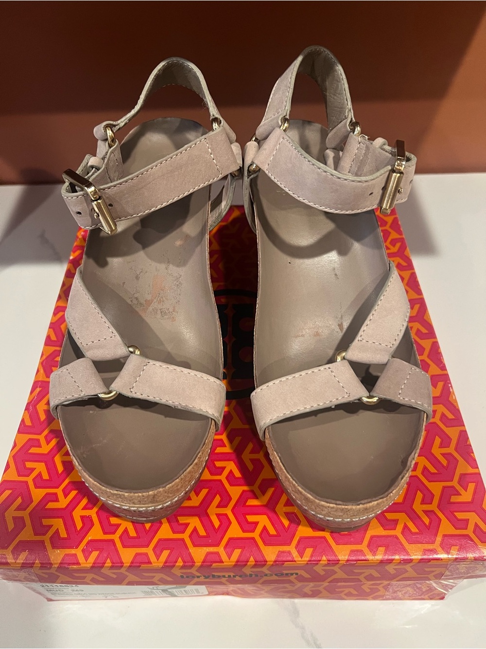 Tory Burch Light Beige  Wedge Sandals
